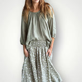 Lola skirt - sage floral linen