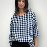 Marita top - gingham check linen