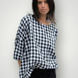 Marita top - gingham check linen