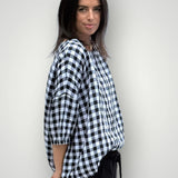 Marita top - gingham check linen