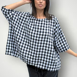 Marita top - gingham check linen