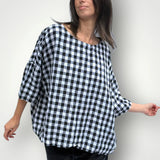 Marita top - gingham check linen