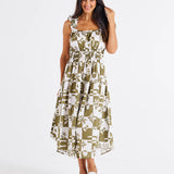 Tiered Maxi Frill Dress - Geo Floral