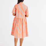 Denver Cotton Dress - Tangerine Stripe