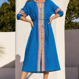 Winnie Linen Tunic Dress in Mediterranean