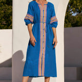 Winnie Linen Tunic Dress in Mediterranean