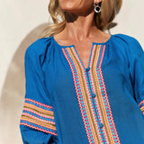 Winnie Linen Tunic Dress in Mediterranean