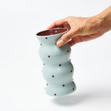 PALMA VASE BLUE BROWN DOTTY