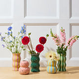 PALMA VASE TONAL GREENS STRIPE