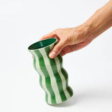 PALMA VASE TONAL GREENS STRIPE