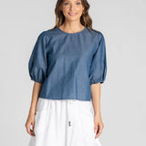 AVA TOP - BLUE CHAMBRAY