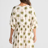 Alfina Dress - Ivory Palm Print