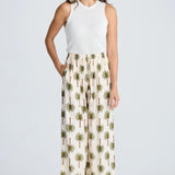Fly Away Pant - Ivory Palm Print