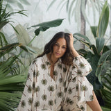 Fly Away Pant - Ivory Palm Print