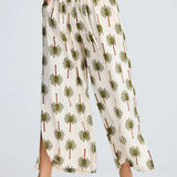 Fly Away Pant - Ivory Palm Print