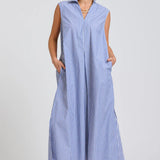 The Freya Shirt Dress - Navy Stripe