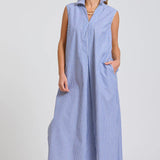 The Freya Shirt Dress - Navy Stripe