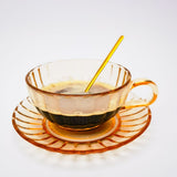 Maisy Glass Tea Cup Set Amber 14cm