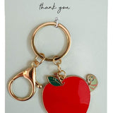 Worm & Apple Best Teacher Keyring Red