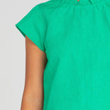 SAND TOP - GREEN LINEN