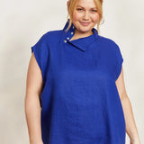 HALCYON BUTTON TOP - COBALT