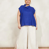 HALCYON BUTTON TOP - COBALT