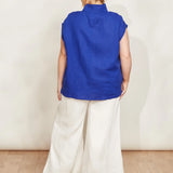 HALCYON BUTTON TOP - COBALT