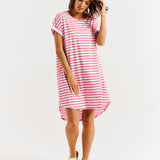 Maxine T-Shirt Dress - Cherry Blossom Stripe