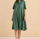 Savannah Swing Shirt Dress - Green