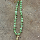 Beaded J Green Necklace