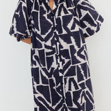 KITTO Dress Navy Geo Print (Pre Order)