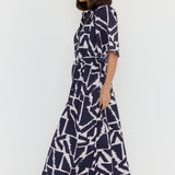 KITTO Dress Navy Geo Print (Pre Order)