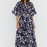 KITTO Dress Navy Geo Print (Pre Order)