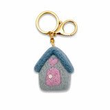 Blue Felt House - Keyring