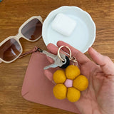 Yellow Felt Flower - Keychain