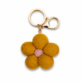 Yellow Felt Flower - Keychain