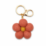 Rust Felt Flower - Keychain