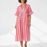 Liberty Rose Wide Stripe Dress - Pink/Orange