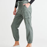 Canterbury Lyocell High Rise Elastic Waist Cargo Pants - Khaki