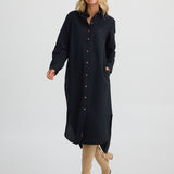 Castro Overshirt – Black Linen Cotton Blend