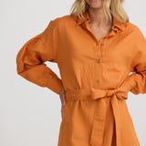 Patron Shirt Dress – Amber Linen Cotton Blend