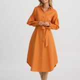 Patron Shirt Dress – Amber Linen Cotton Blend