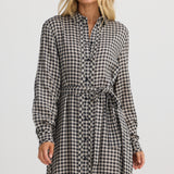 Cadiz Shirt Dress – Natural with Black Check