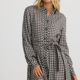 Cadiz Shirt Dress – Natural with Black Check