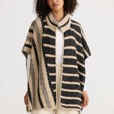 Ador Knit Cape - Black W Cedar Stripe