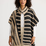 Ador Knit Cape - Black W Cedar Stripe