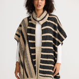 Ador Knit Cape - Black W Cedar Stripe