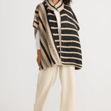 Ador Knit Cape - Black W Cedar Stripe