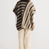 Ador Knit Cape - Black W Cedar Stripe