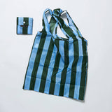 Green Blue Stripe Pocket Shopper